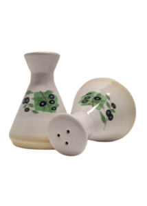 Duo sel/poivre cramique dcor olives 6.20x6.20x8.50 cm