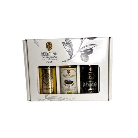 Coffret de dégustation d'Huile et de Vinaigres du Monastère d'Agia Triada 3x100ml