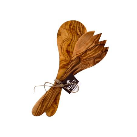Set de couverts pour la salade en bois d'olivier RIZES 27 cm