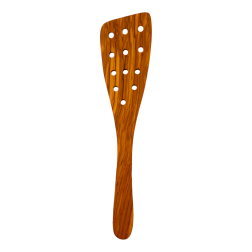 Grande spatule en bois d’olivier courbés avec 12 trous percés RIZES 30 cm