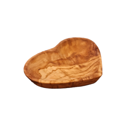 Coupelle en bois d'olivier en forme de cœur RIZES 13X10 cm