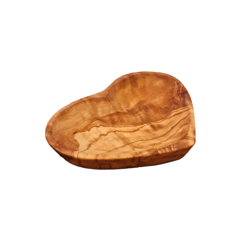 Coupelle en bois d'olivier en forme de cœur RIZES 13X10 cm