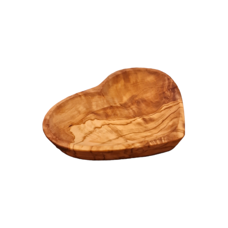 Coupelle en bois d'olivier en forme de cœur RIZES 13X10 cm