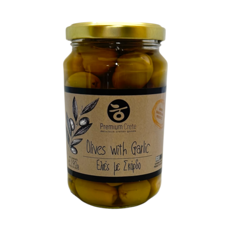 Olives vertes farcies à l'ail en bocal PREMIUM CRETE 190 g net