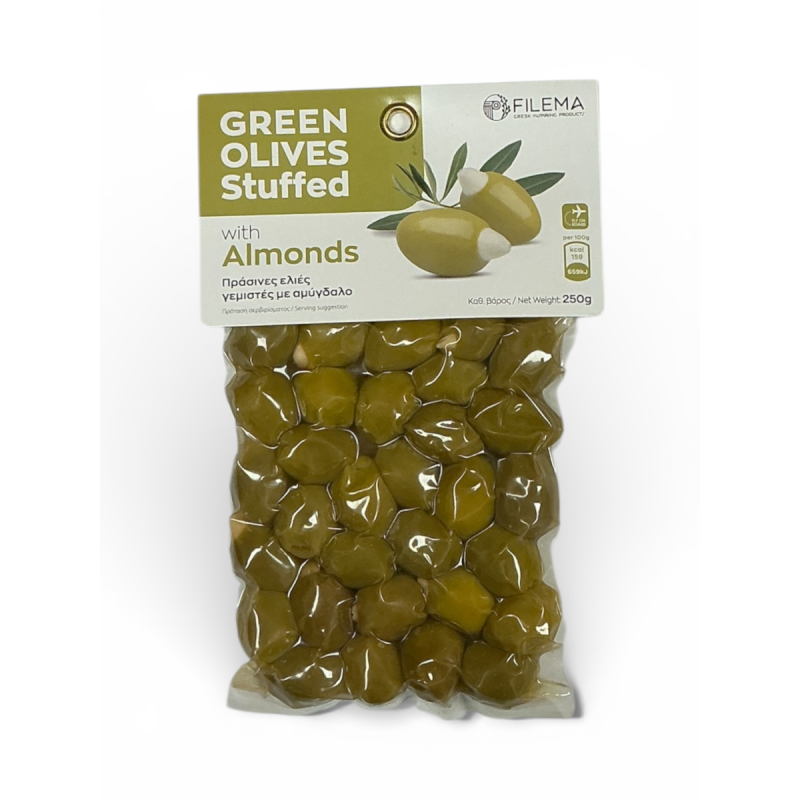 Olives grecques vertes Atlas farcies à l’amande FILEMA 250 g Olives grecques vertes Atlas farcies à l’amande FILEMA 250 g