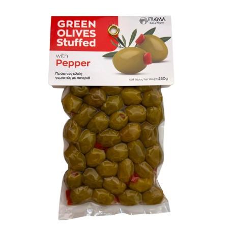 Olives grecques vertes Atlas farcies au poivron FILEMA 250 g