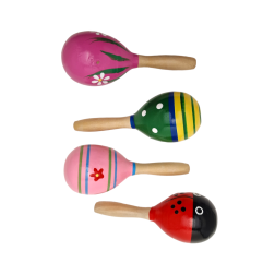 Maracas en bois pour enfant différentes couleurs 13 cm