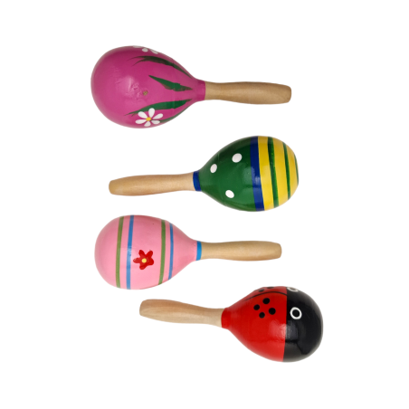 Maracas en bois pour enfant différentes couleurs 13 cm