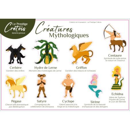 Planche d'autocollants - 9 Créatures Mythologiques A5