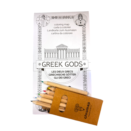 Carte à colorier LES DIEUX GRECS CHROMAP avec ses crayons de couleurs
