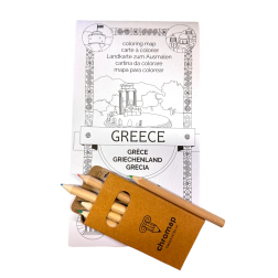 Carte à colorier GRECE CHROMAP avec ses crayons de couleurs