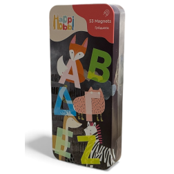 Magnets alphabet grec en boîte métal HAPPI HOBBI 53 pièces