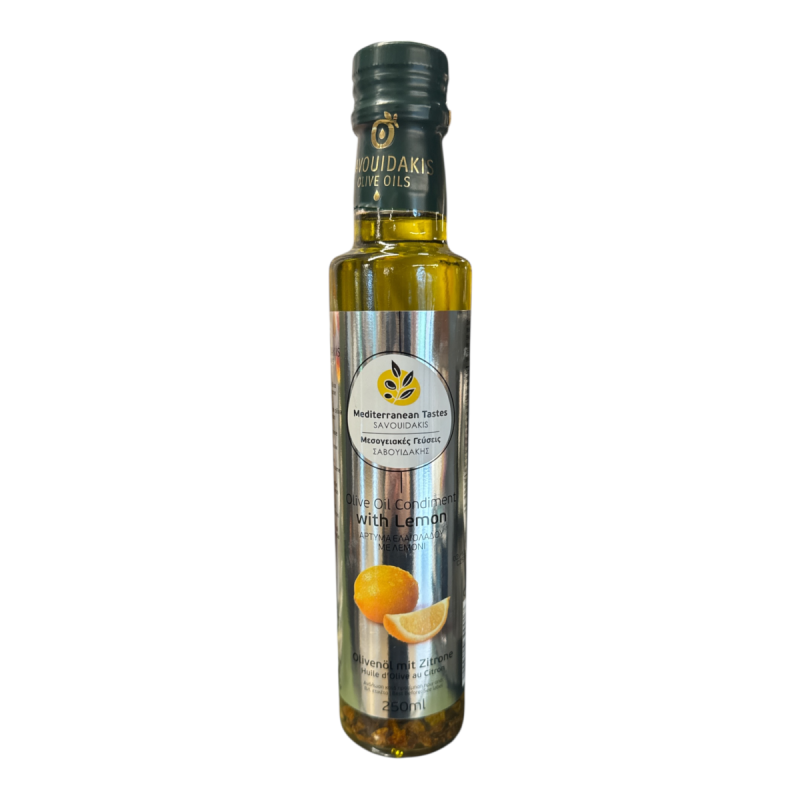Huile d’olive vierge extra infusée au citron SAVOUIDAKIS 250 ml Huile d’olive vierge extra infusée au citron SAVOUIDAKIS 250 ml