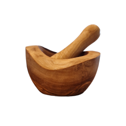 Mortier rustique avec pilon en bois d'olivier RIZES 10 cm