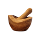 Mortier rustique avec pilon en bois d'olivier RIZES 10 cm
