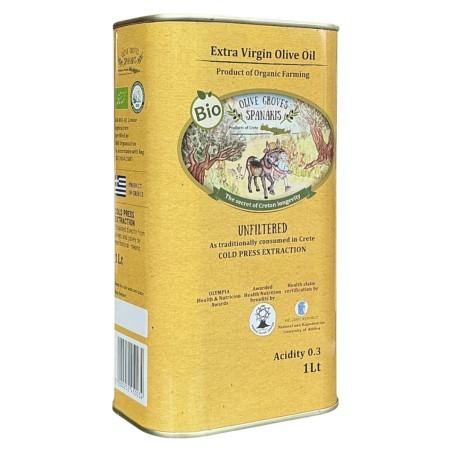 Huile d'olive extra vierge BIO 0.3 acidité AOP MESSARA SPANAKIS en bidon 1 l