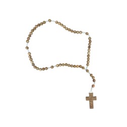 Chapelet en bois d'olivier et croix de 5x3 cm RIZES 39 cm