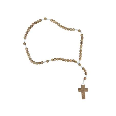 Chapelet en bois d'olivier et croix de 5x3 cm RIZES 39 cm