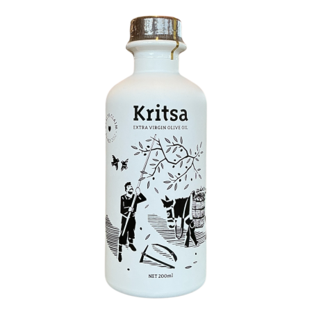 Huile d'olive extra vierge en bouteille ceramique blanche KRITSAS 200 ml