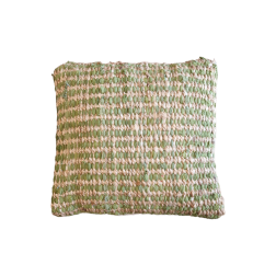 Coussin tissé en jute et coton, couleur vert olive et beige RIZES 45x45 cm