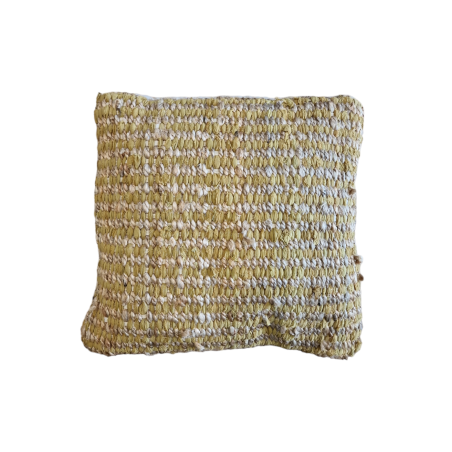 Coussin tissé en jute et coton, couleur moutarde et beige RIZES 45x45 cm