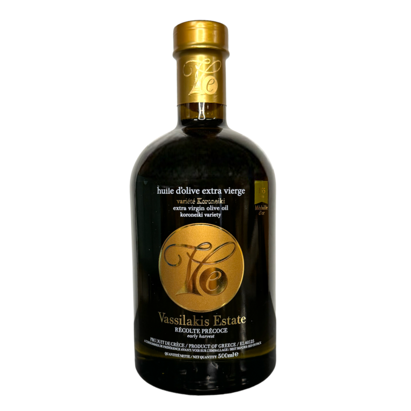 Huile d'olive extra vierge Récolte Précoce en bouteille VASSILAKIS ESTATE 500ml