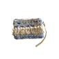 Pochette en jute et coton bleu et beige RIZES 17X25 cm