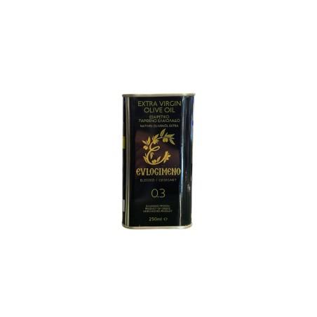 Huile d'olive EVLOGIMENO AOP MYLOPOTAMOS 0,3 acidité en bidon métallique 250 ml