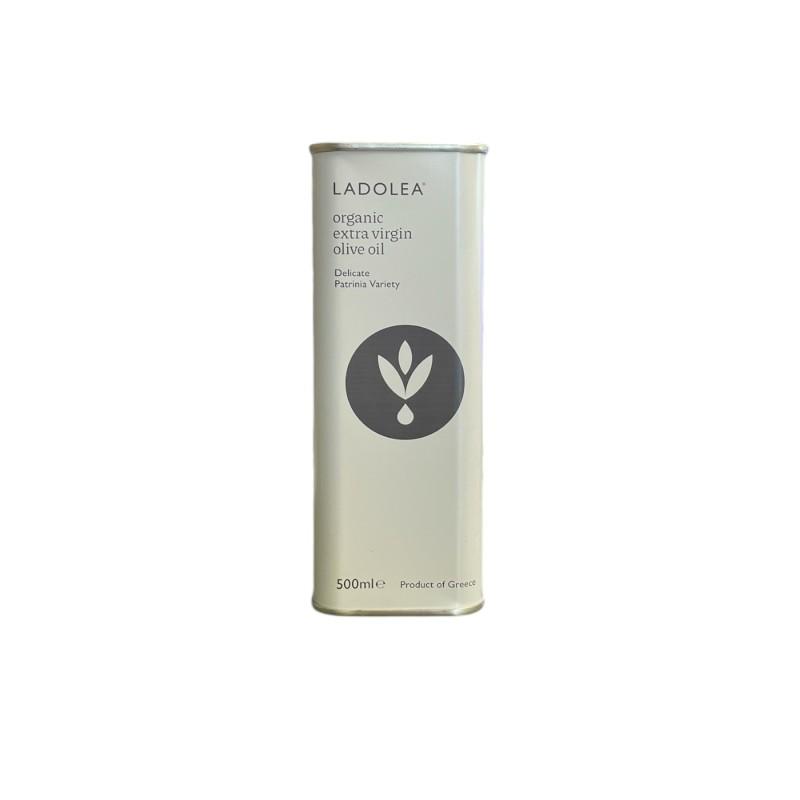 Huile d’olive vierge extra BIO variété Patrinia LADOLEA en bidon métallique blanc 500 ml