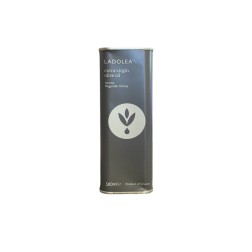 Huile d'olive extra vierge variété Megaritiki LADOLEA en bidon métallique noir 500 ml