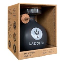 Huile d’Olive Vierge Extra BIO variété Megaritiki LADOLEA en bouteille céramique noire rechargeable 600 ml