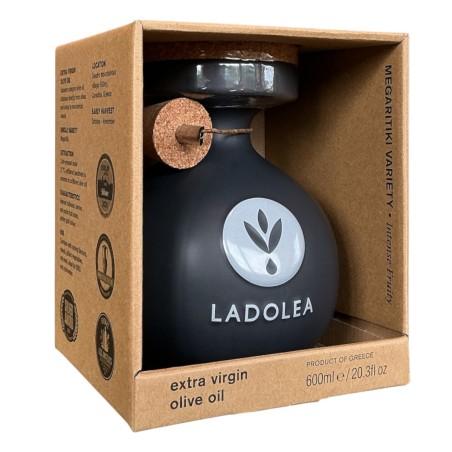 Huile d’Olive Vierge Extra BIO variété Megaritiki LADOLEA en bouteille céramique noire rechargeable 600 ml
