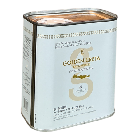 Huile d'olive vierge extra AOP SITIA LASITHIOU de Crète GOLDEN CRETA SAVOUIDAKIS en bidon 500 ml
