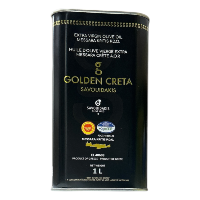 Huile d'olive vierge extra AOP MESSARA de Crète GOLDEN CRETA SAVOUIDAKIS en bidon 1L