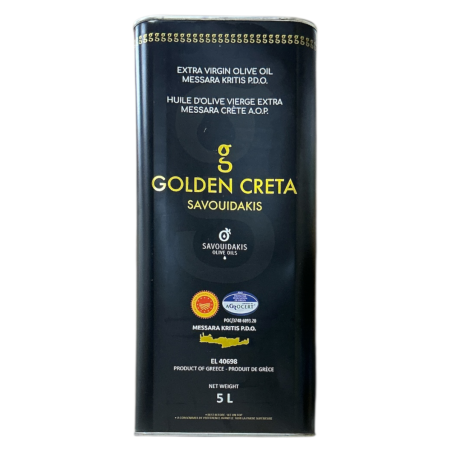 Huile d'olive vierge extra AOP MESSARA de Crète GOLDEN CRETA SAVOUIDAKIS en bidon 5 L