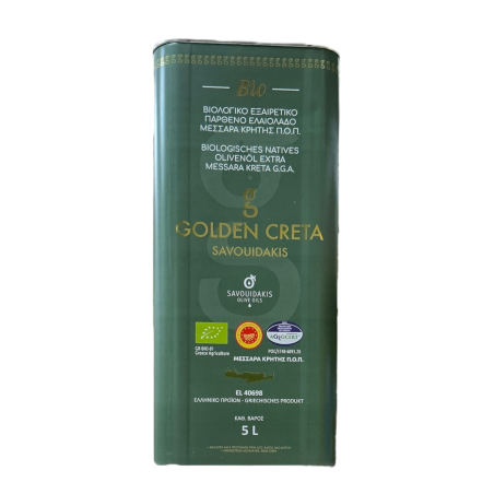 Huile d'olive vierge extra BIO de Messara AOP GOLDEN CRETA SAVOUIDAKIS 5 L