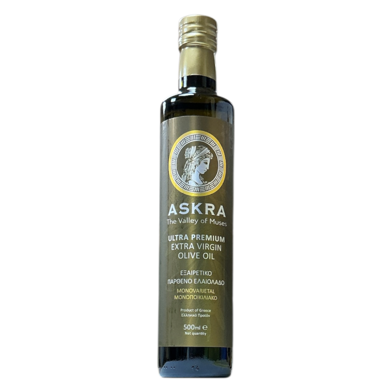 Huile d’olive extra vierge monovariétale Megaritiki ASKRA en bouteille 500 ml Huile d’olive extra vierge monovariétale Megaritiki ASKRA en bouteille 500 ml