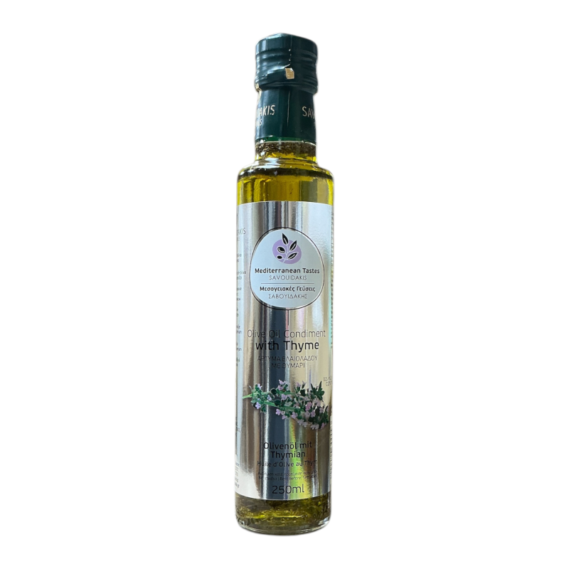 Huile d'olive vierge extra au thym SAVOUIDAKIS en bouteille 250 ml