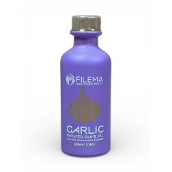 Huile d’olive infusée à l’ail de Crète FILEMA bouteille en céramique 100 ml