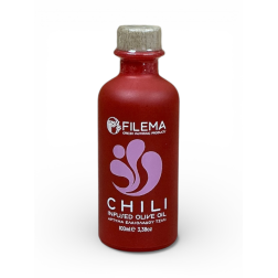 Huile d’olive infusée au chili de Crète FILEMA bouteille céramique 100 ml