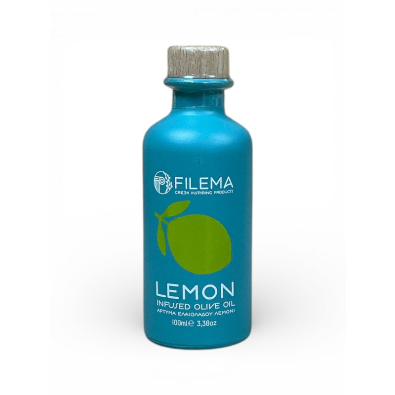 Huile d’olive infusée au citron de Crète FILEMA bouteille céramique 100 ml Huile d’olive infusée au citron de Crète FILEMA bouteille céramique 100 ml