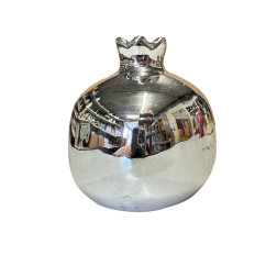 Décoration Grenade en céramique argenté