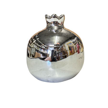 Décoration Grenade en céramique argenté