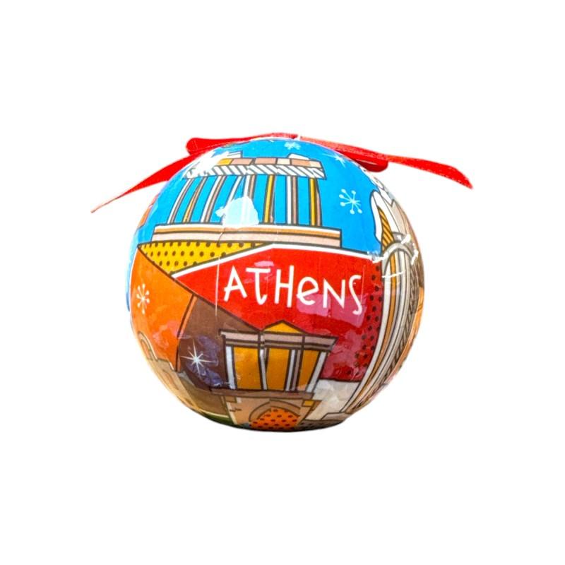 Boule de Noël avec symboles de Grèce ATHENS diamétre 7 cm