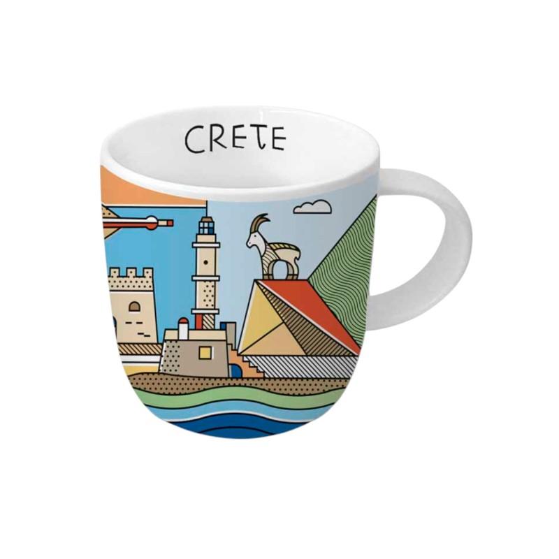 Mug en céramique illustré Crète line collage WHAT A BRAND 330 ml Mug en céramique illustré Crète line collage WHAT A BRAND 330 ml