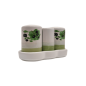 Duo sel/ poivre et porte piques céramique sur plateau décor olives 12,5x5,5x7 cm