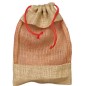 Sac en toile de jute naturel avec fenêtre et sa cordelette rouge 18.50x28 cm