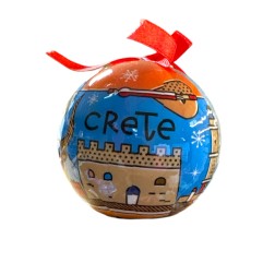 Boule de Noël avec symboles de Grèce CRETE Line Collage diamétre 7 cm