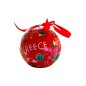Boule de Noël avec symboles grecs GRÈCE rouge et blanc diamètre 7 cm