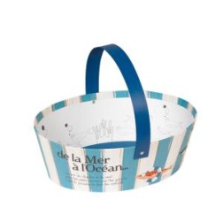 Panier ovale anse rabattable décor DE LA MER A L'OCEAN Dimensions en cm : 25 x